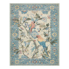Jardina Washable Vintage Botanical Birds Blue Rug Area Rugs Lahome