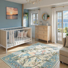 Jardina Washable Vintage Botanical Birds Blue Rug Area Rugs Lahome 5' x 7'
