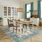 Jardina Washable Vintage Botanical Birds Blue Rug Area Rugs Lahome