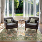 Jardina Washable Vintage Botanical Birds Green Rug Area Rugs Lahome
