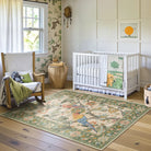 Jardina Washable Vintage Botanical Birds Green Rug Area Rugs Lahome