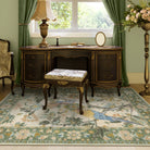 Jardina Washable Vintage Botanical Birds Green Rug Area Rugs Lahome