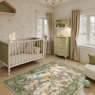 Jardina Washable Vintage Botanical Birds Green Rug Area Rugs Lahome 5' x 7'