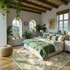 Jardina Washable Vintage Botanical Birds Green Rug Area Rugs Lahome
