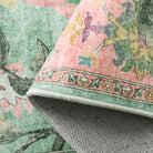 Jardina Washable Vintage Botanical Birds Pink Rug Area Rugs Lahome