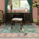 Jardina Washable Vintage Botanical Birds Pink Rug Area Rugs Lahome