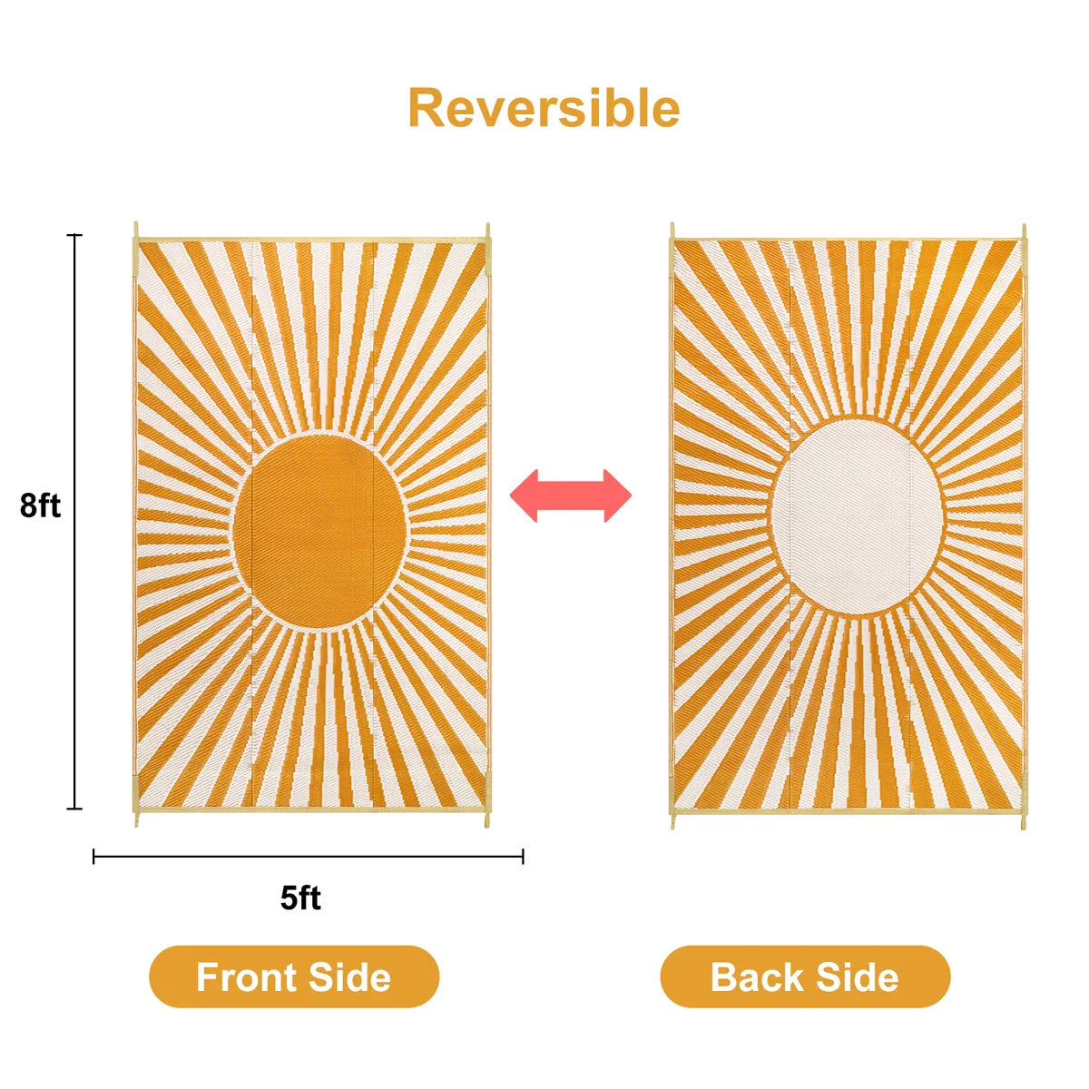 Solara Boho Waterproof Reversible Orange Outdoor Rug Clearance Rugs Lahome