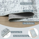 Alene Washable Vintage Medallion Floral Grey Rug Area Rugs Lahome