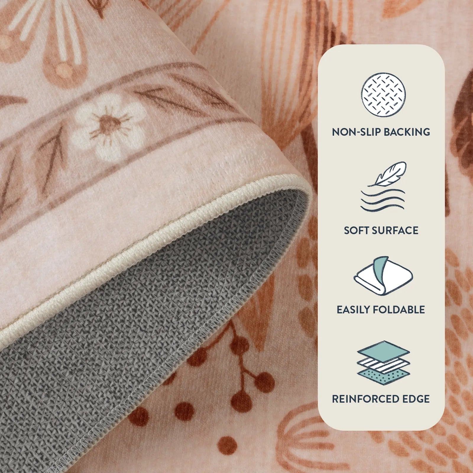 Alma Washable Modern Natural Botanical Floral Beige Rug Area Rugs Lahome
