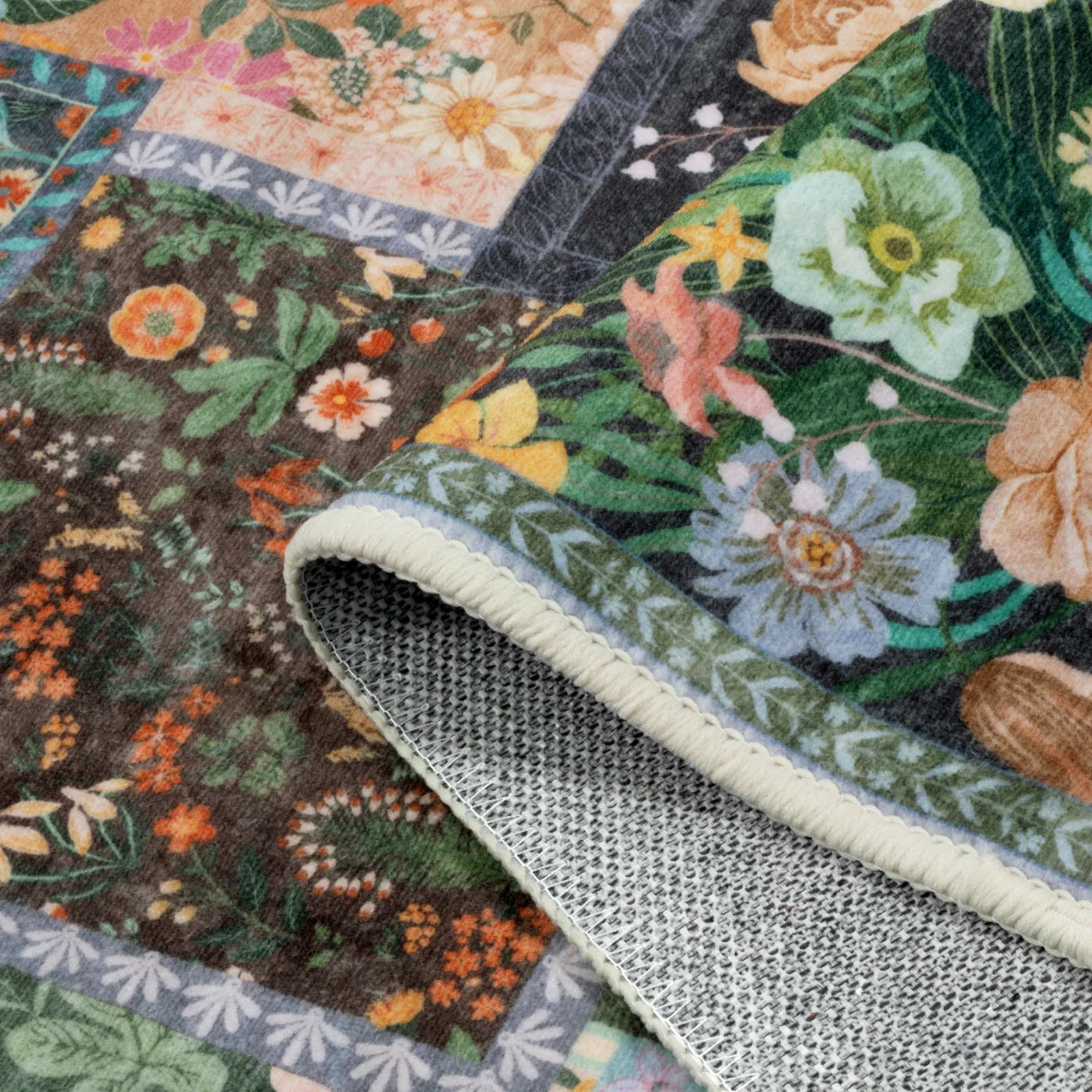 Amour Washable Boho Patchwork Floral Colorful Rug Rugs Lahome