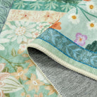 Amour Washable Boho Patchwork Floral Green Rug Rugs Lahome