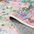 Amour Washable Boho Patchwork Floral Pink Rug Rugs Lahome