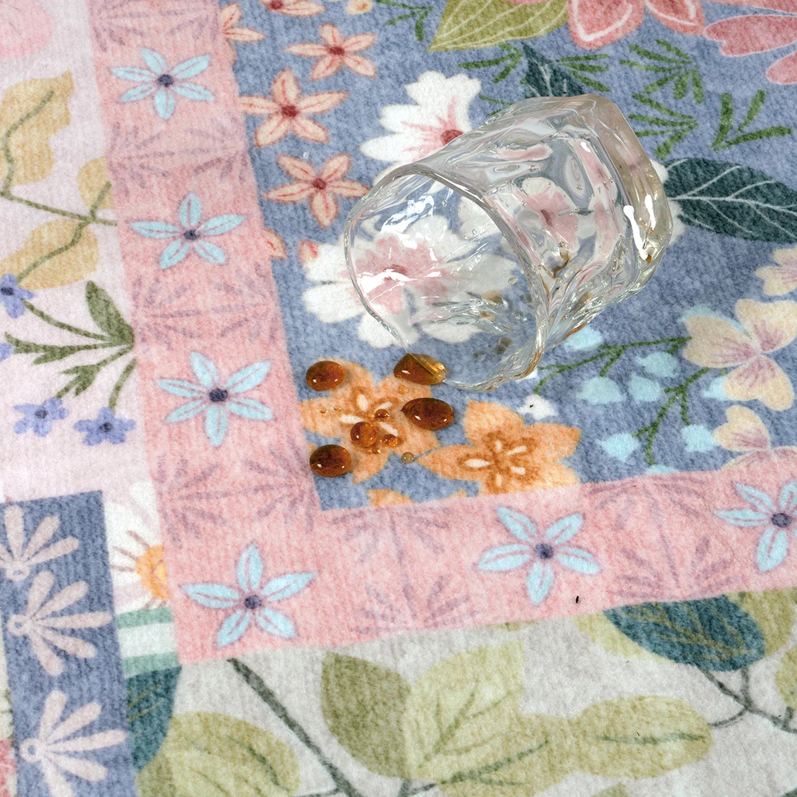 Amour Washable Boho Patchwork Floral Pink Rug Rugs Lahome