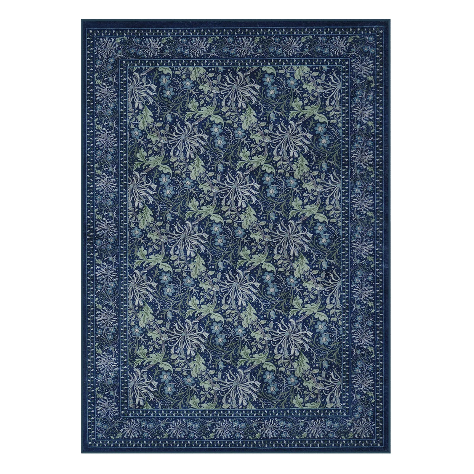 Arbore Washable Boho Vintage Floral Blue Rug Area Rugs Lahome