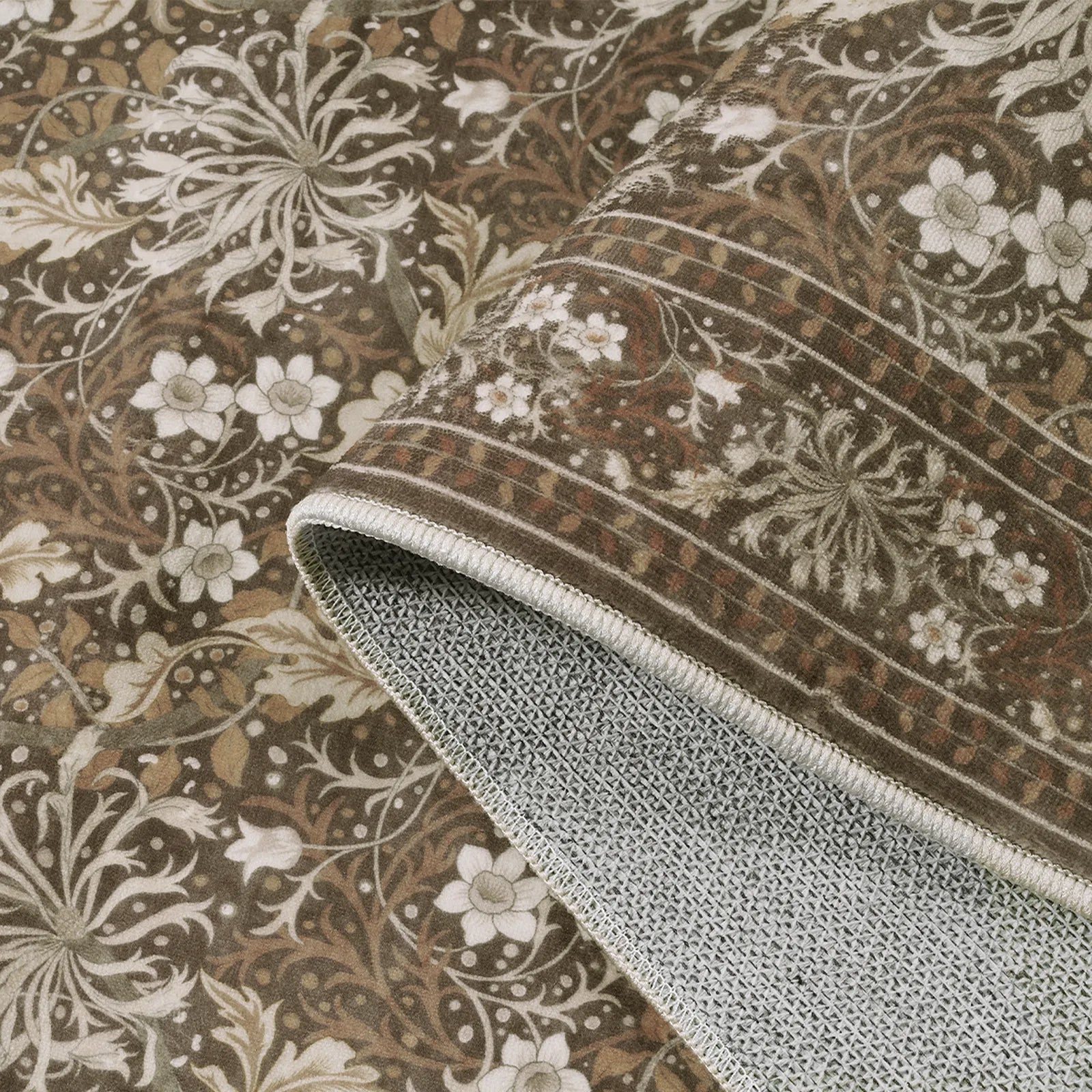 Arbore Washable Boho Vintage Floral Brown Rug Area Rugs Lahome