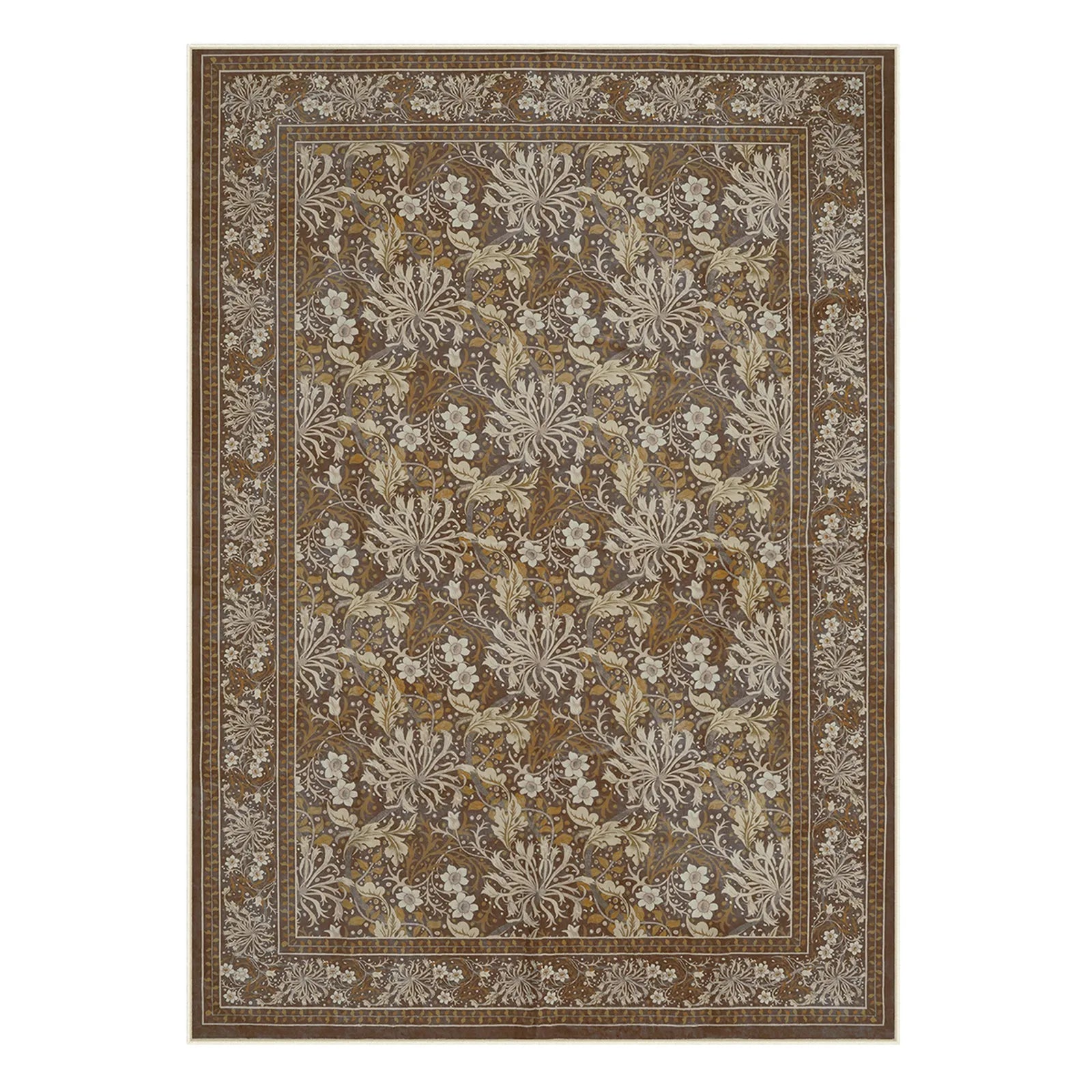 Arbore Washable Boho Vintage Floral Brown Rug Area Rugs Lahome