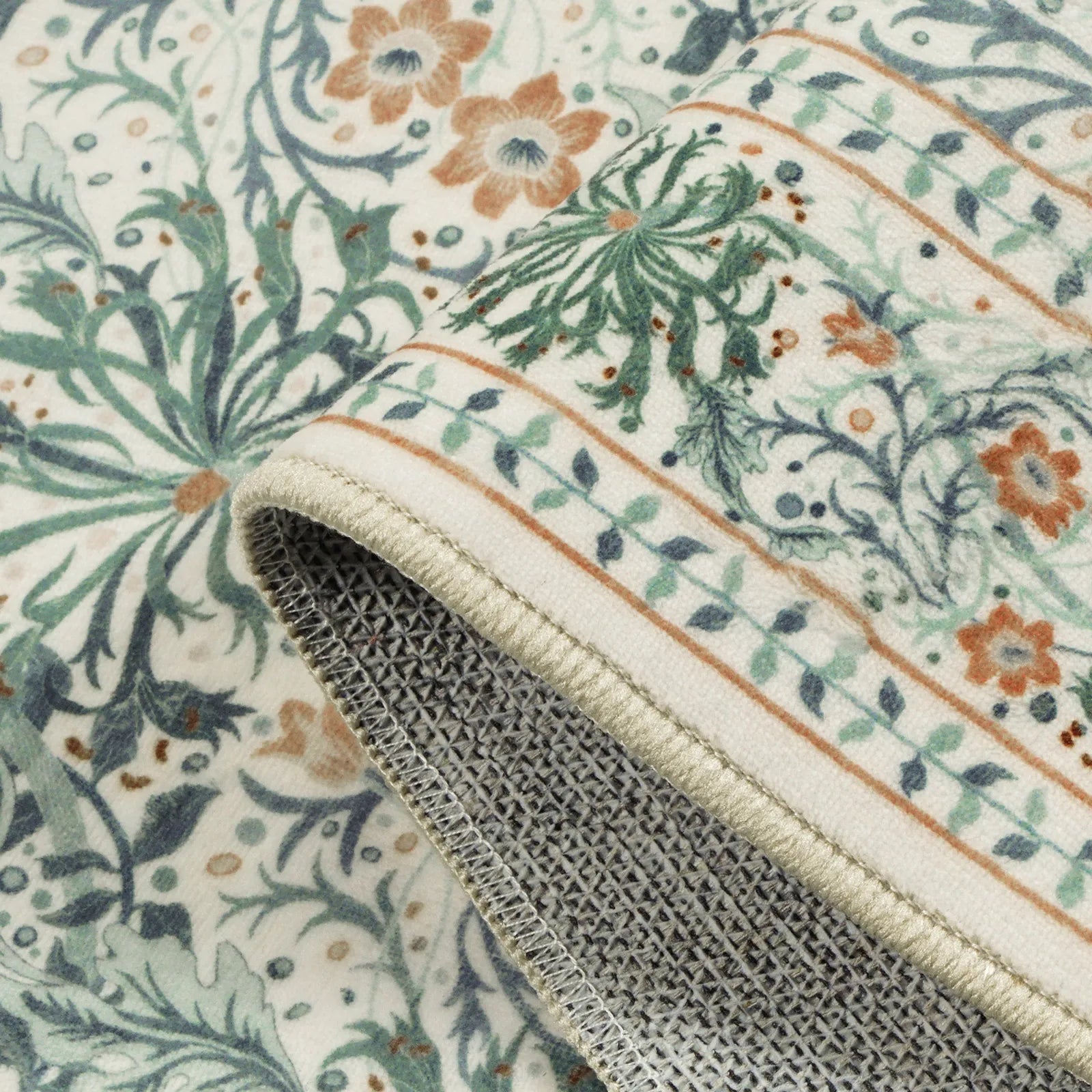 Arbore Washable Boho Vintage Floral Light Green Rug Area Rugs Lahome