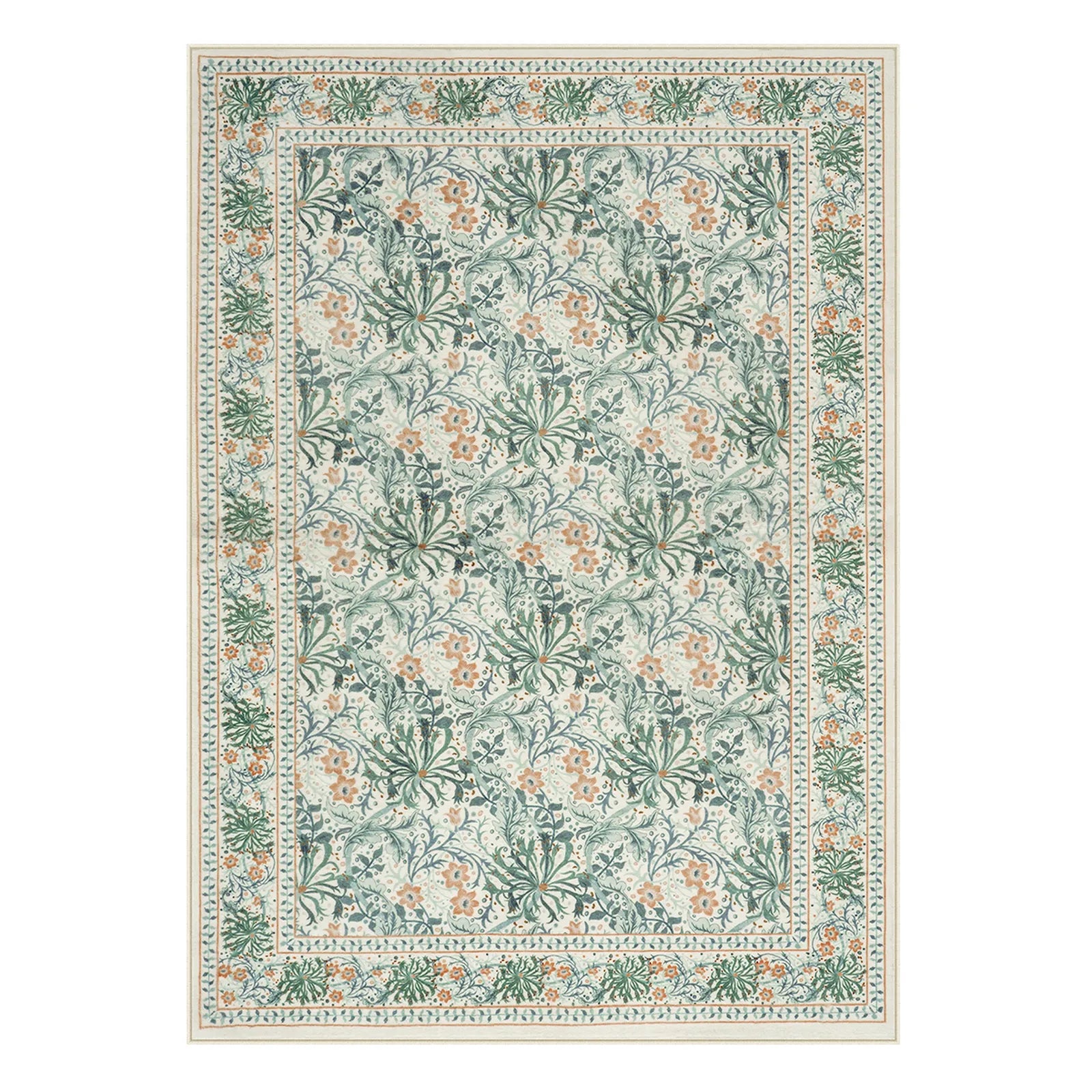 Arbore Washable Boho Vintage Floral Light Green Rug Area Rugs Lahome