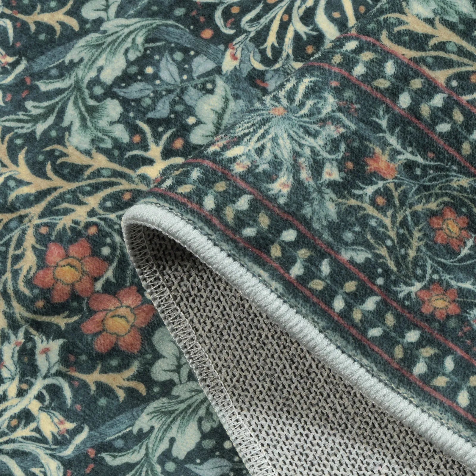 Arbore Washable Boho Vintage Floral Teal Rug Area Rugs Lahome