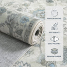 Aurelia Washable Vintage Floral Beige Grey Rug Rugs Lahome