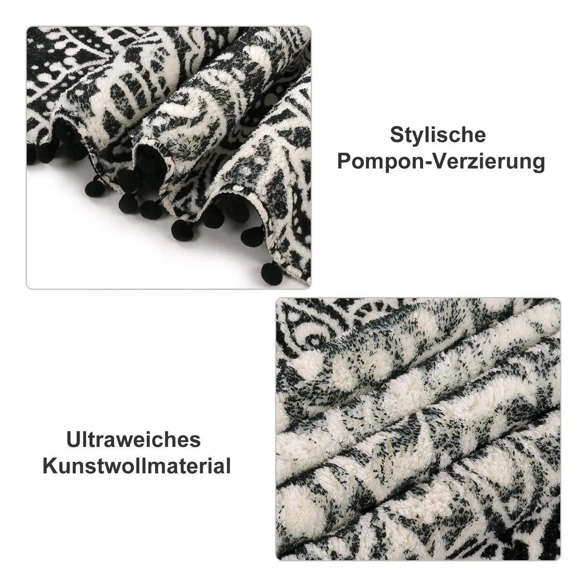 Nova Boho Mandala Stil Waschbarer Schwarzer Runder Teppich Area Rugs Lahome