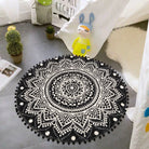 Nova Boho Mandala Stil Waschbarer Schwarzer Runder Teppich Area Rugs Lahome