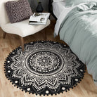 Nova Boho Mandala Stil Waschbarer Schwarzer Runder Teppich Area Rugs Lahome 90 cm (Rund)