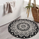 Nova Boho Mandala Stil Waschbarer Schwarzer Runder Teppich Area Rugs Lahome