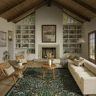 Claude Washable Maximalism Vibrant Blossom Floral Dark Green Rug Area Rugs Lahome 8' x 10'