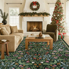 Claude Washable Maximalism Vibrant Blossom Floral Dark Green Rug Area Rugs Lahome