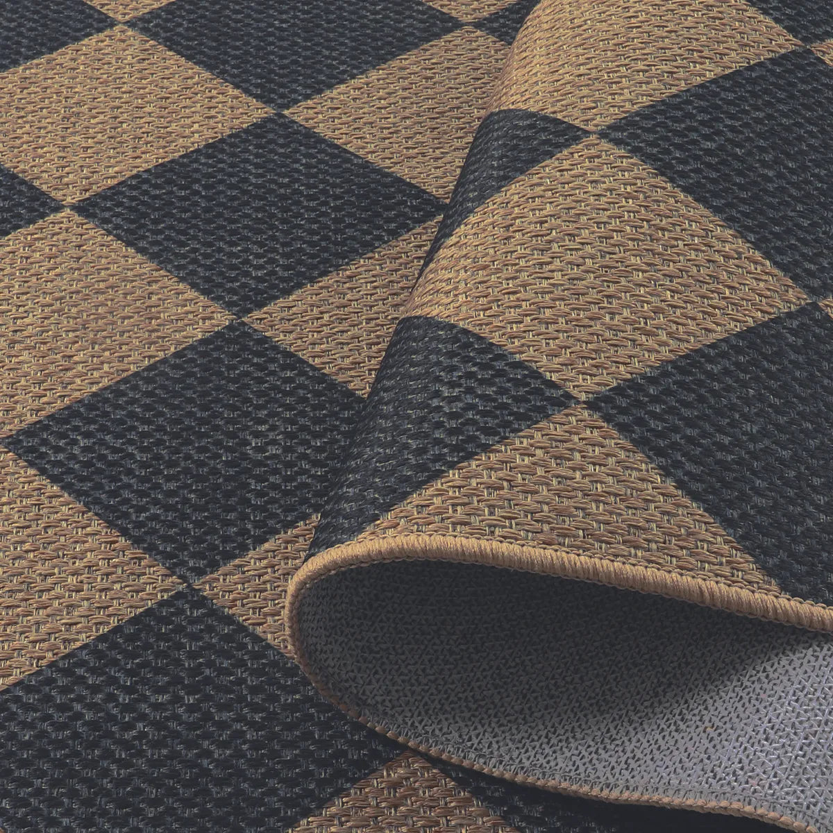 Coline Washable Geometric Checkered Easy Jute Blue Indoor/Outdoor Rug Easy Jute Area Rug Lahome