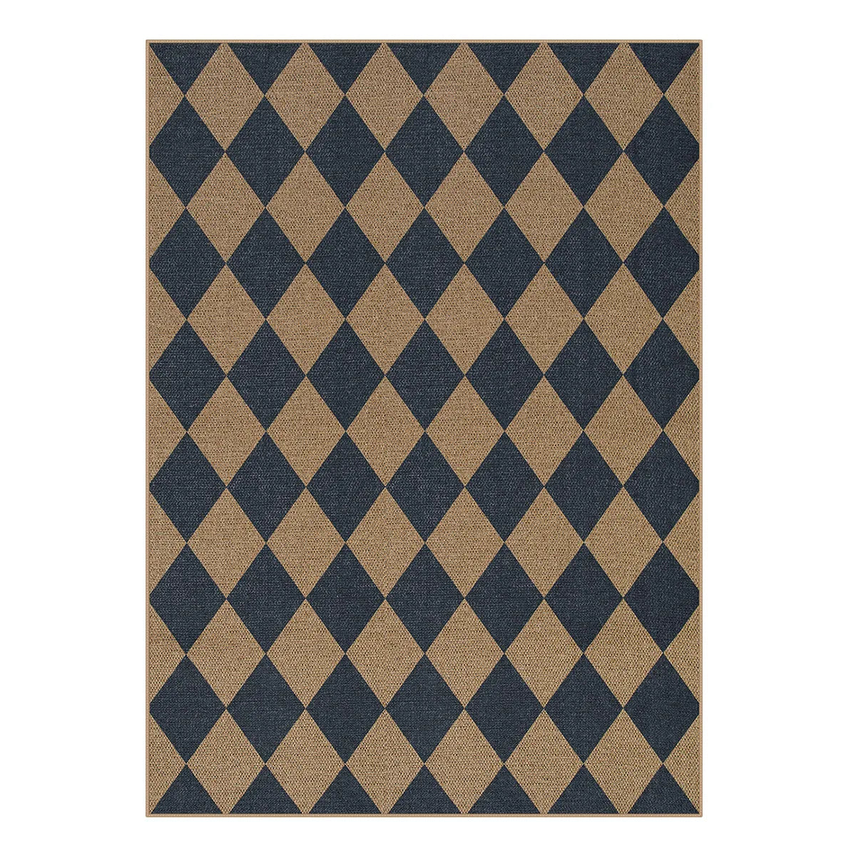Coline Washable Geometric Checkered Easy Jute Blue Indoor/Outdoor Rug Easy Jute Area Rug Lahome