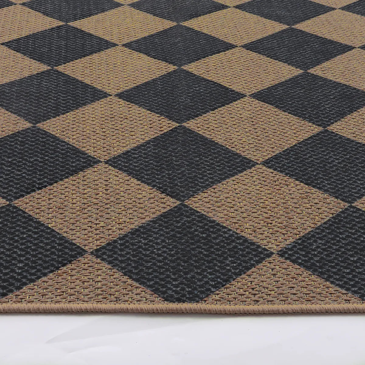 Coline Washable Geometric Checkered Easy Jute Blue Indoor/Outdoor Rug Easy Jute Area Rug Lahome