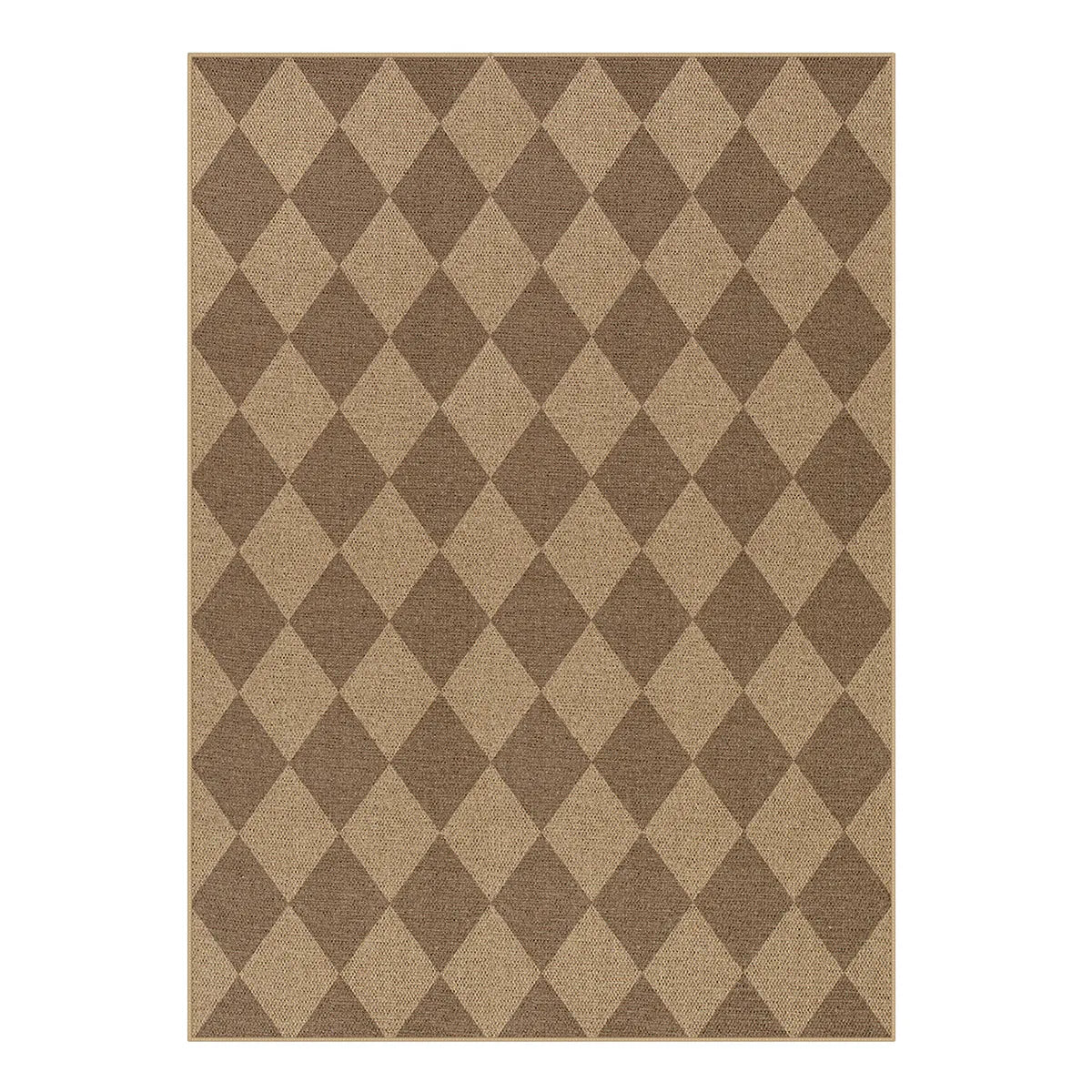 Coline Washable Geometric Checkered Easy Jute Khaki Indoor/Outdoor Rug Easy Jute Area Rug Lahome