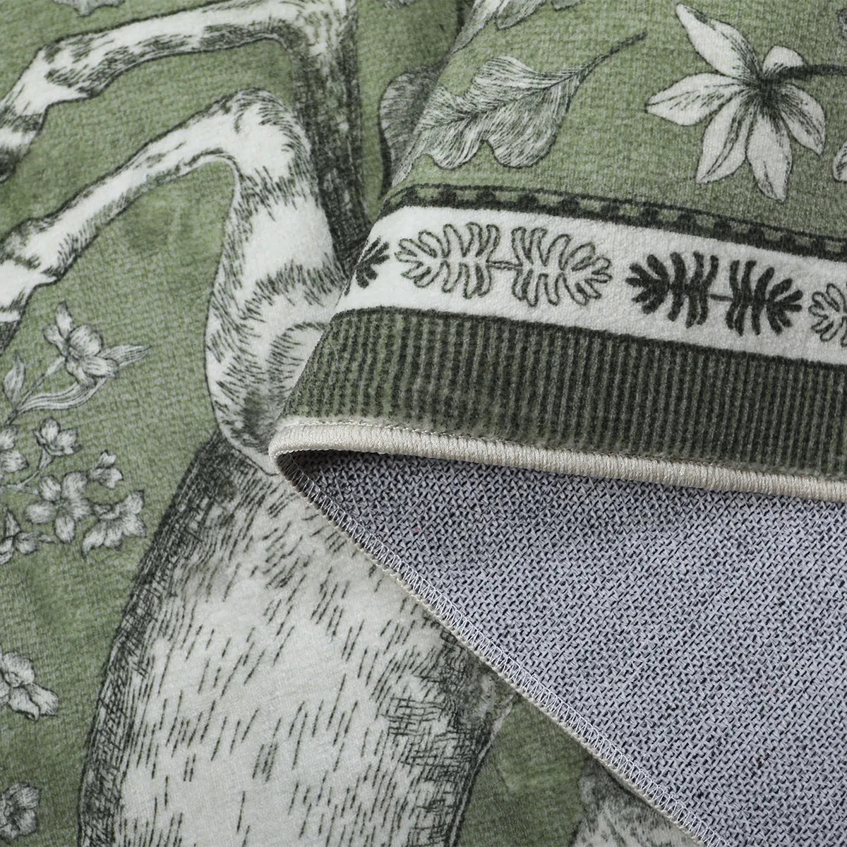 Dorval Washable Vintage Woodland Olive Green Rug Area Rugs Lahome