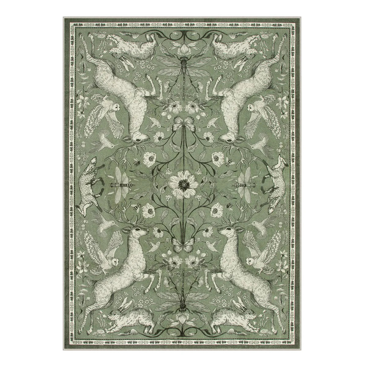 Dorval Washable Vintage Woodland Olive Green Rug Area Rugs Lahome