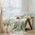 Elarin Washable Maximalism Vintage French Floral Green Throw Blanket Blanket Lahome