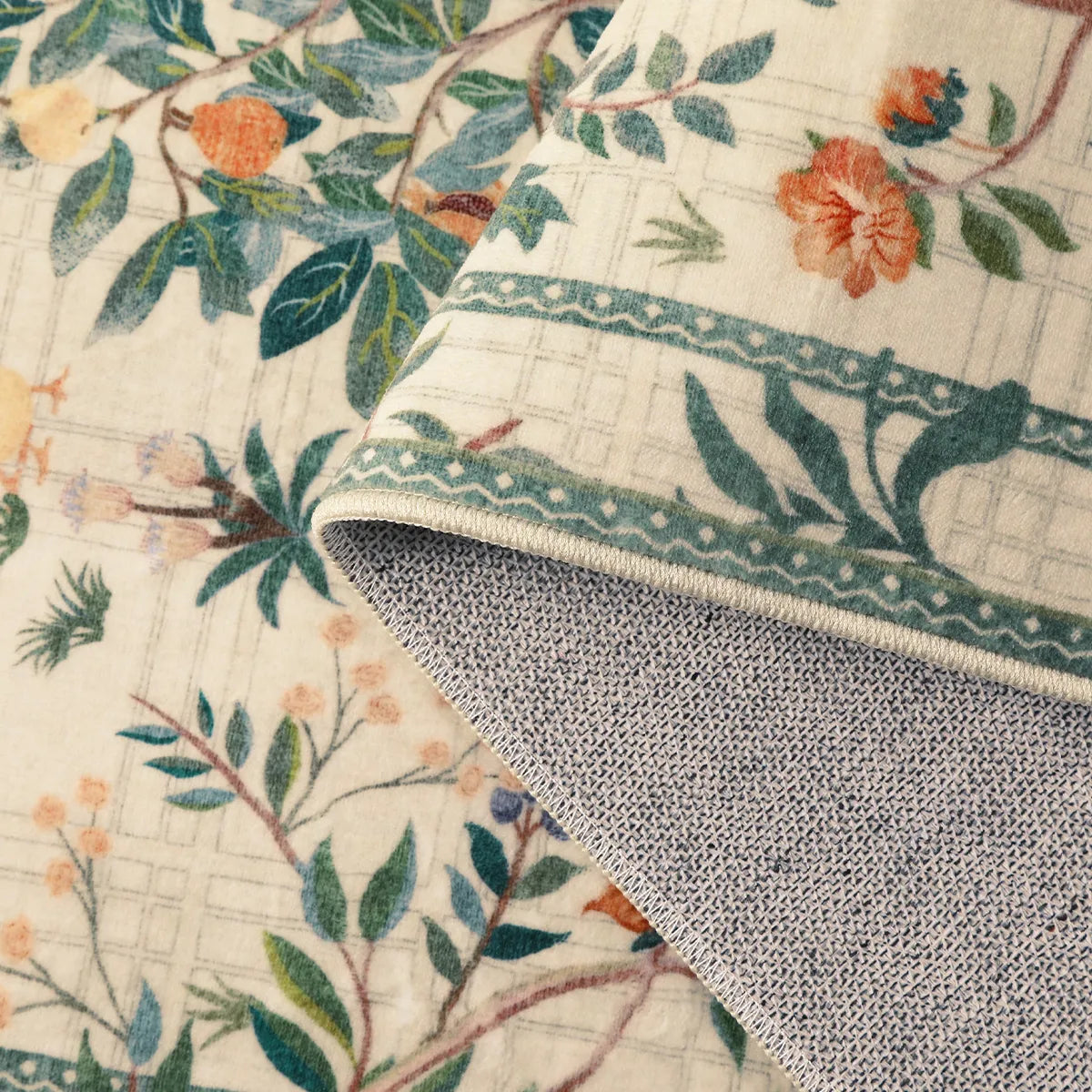 Elowen Washable Boho Forest Botanical Green Rug Rugs Lahome