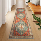 Felice Washable Boho Vintage Tribal Rust Red Rug Area Rugs Lahome
