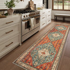 Felice Washable Boho Vintage Tribal Rust Red Rug Area Rugs Lahome 2'6" x 10'