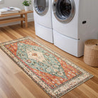 Felice Washable Boho Vintage Tribal Rust Red Rug Area Rugs Lahome 2' x 4.3'