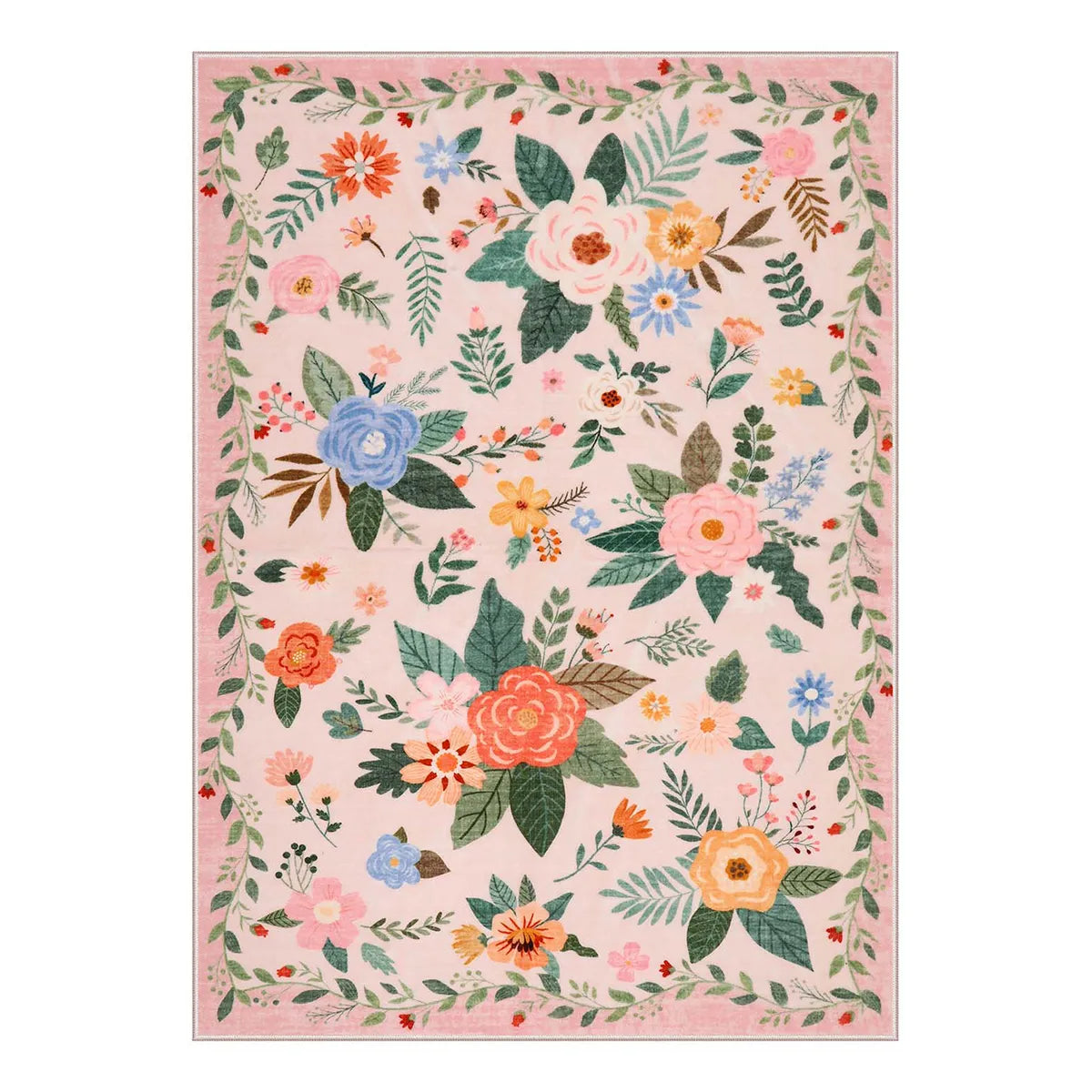 Fleurin Washable Floral Garden Pink Rug Area Rugs Lahome