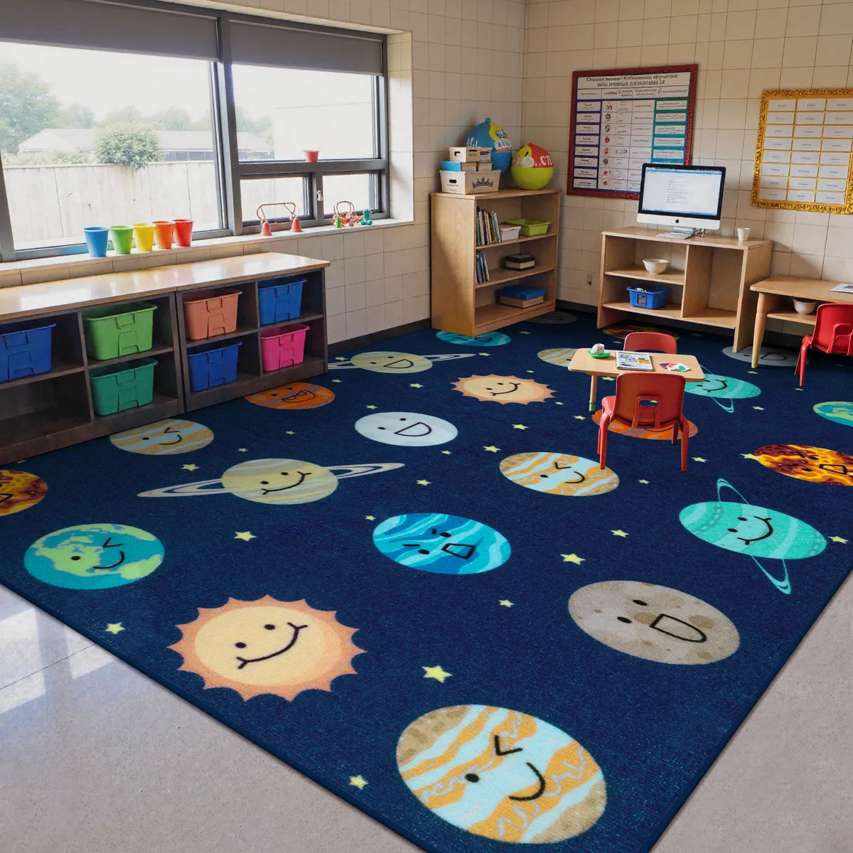 Galaxie Schoolgirl Style Smile Blue Classroom Rug Kids Rugs Lahome