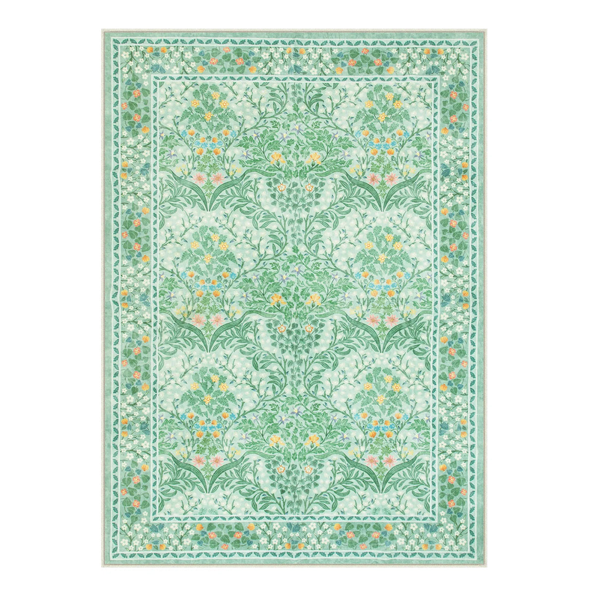 Washable Sage Green Vintage French Floral Rug | Giverny Maximalism - Lahome
