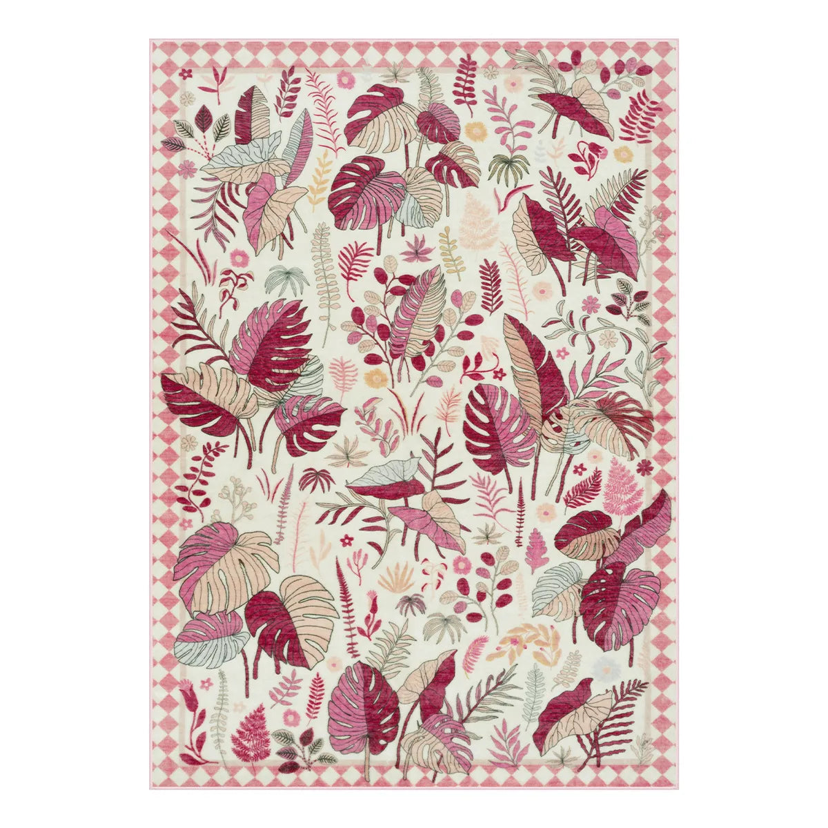 Herbier Washable Botanical Leaf Pink Rug Rugs Lahome