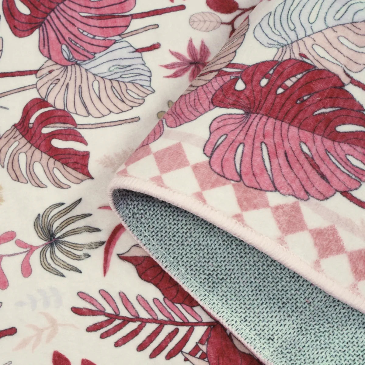 Herbier Washable Botanical Leaf Pink Rug Rugs Lahome