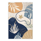 Kiki Washable Modern Botanical Leaf Blue/Yellow Rug Area Rugs Lahome 8' x 10'