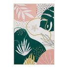 Kiki Washable Modern Botanical Leaf Green Pink Rug Area Rugs Lahome