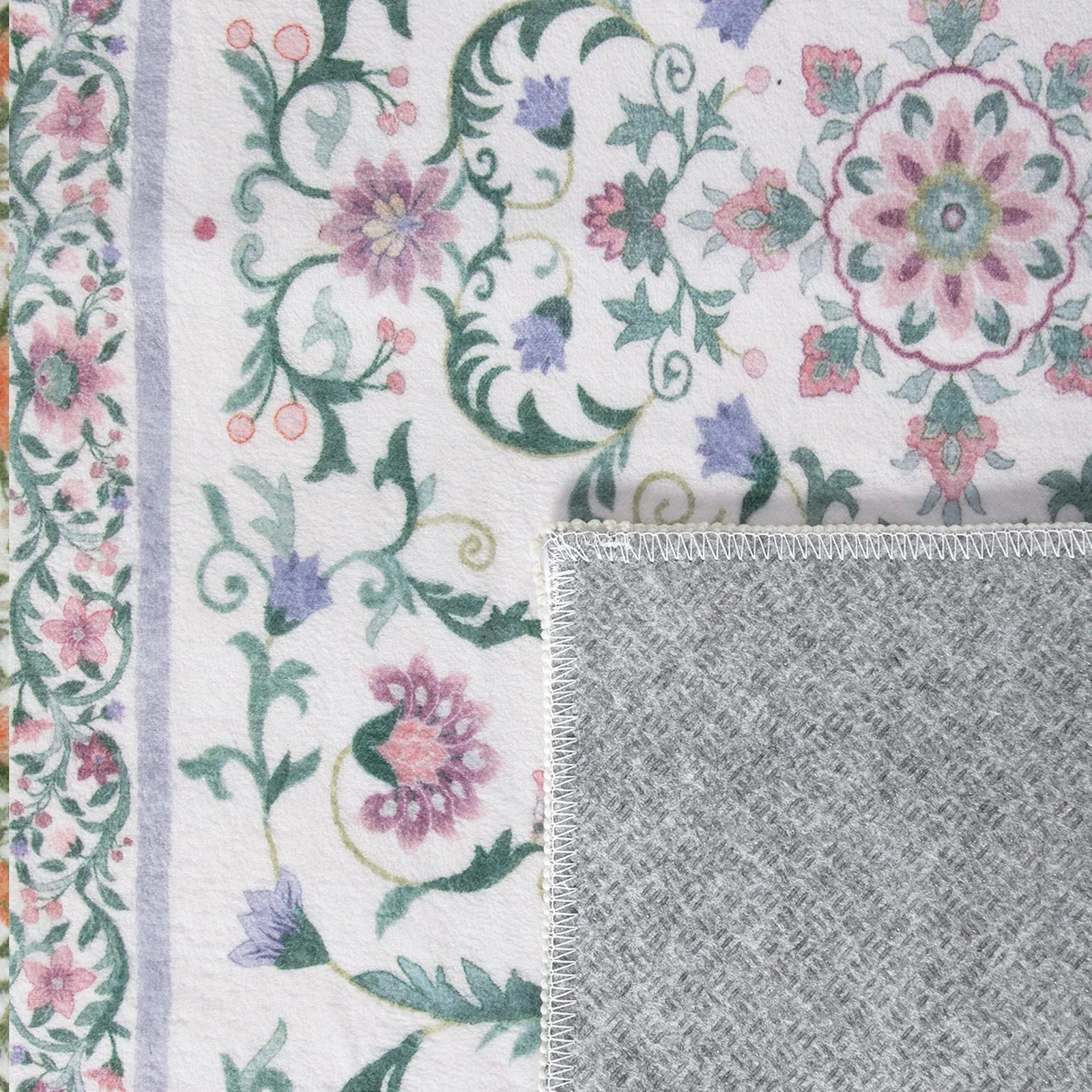 Lorevie Washable Boho vintage Garden Floral Purple Rug Rugs Lahome