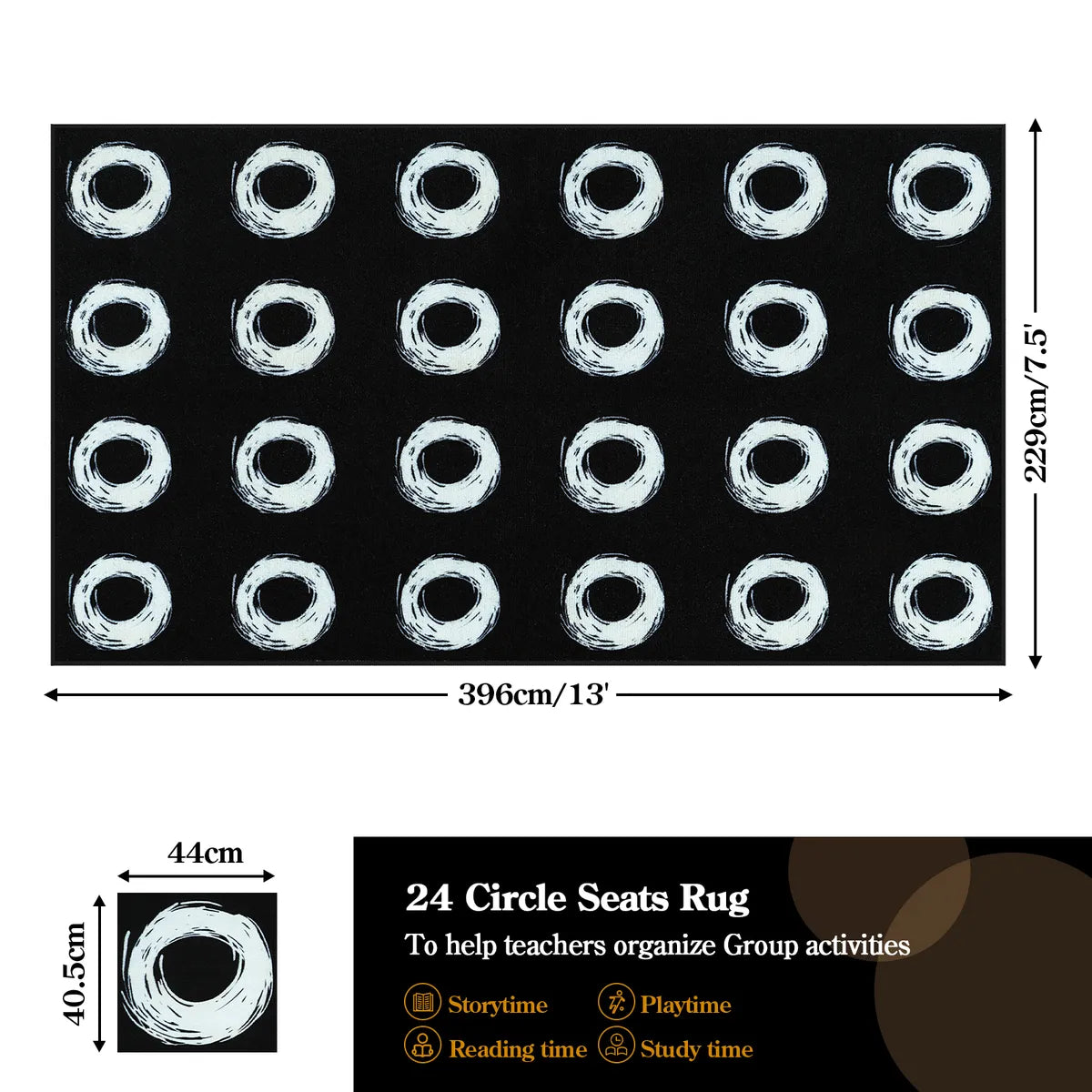 Mimot Schoolgirl Style Loop Black/White Classroom Rug Kids Rugs Lahome